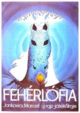 Poster art for the 1981 Hungarian animated motion picture Son of the White Mare, directed by Marcell Jankovics for the Pannónia Filmmstúdió. The poster art was designed by Jankovics himself.